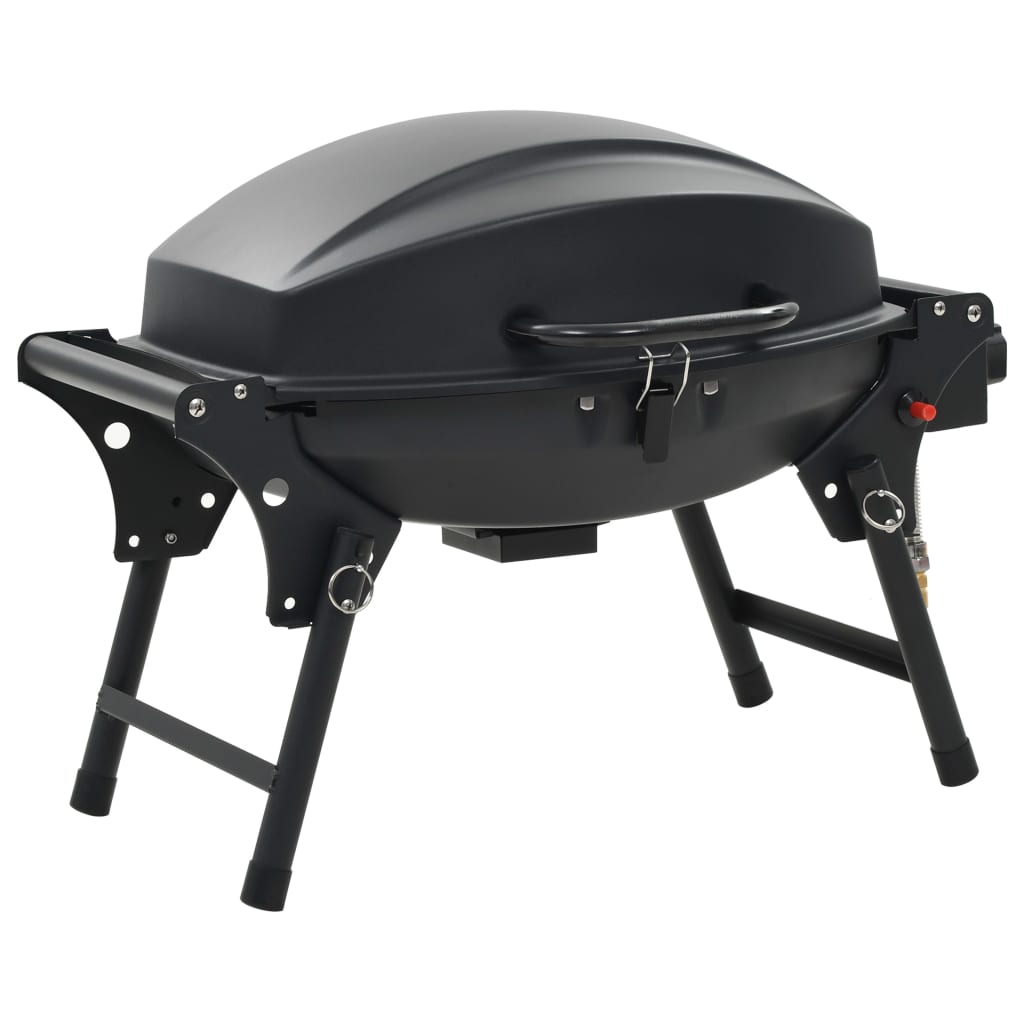 transportabel gasgrill med madlavningszone sort