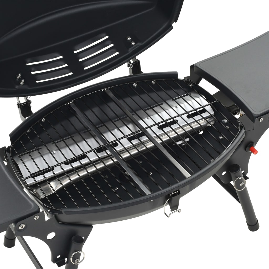 transportabel gasgrill med madlavningszone sort