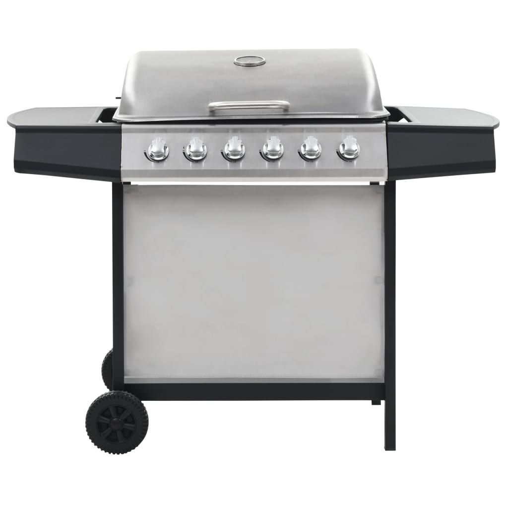 gasgrill med 6 madlavningszoner rustfrit stål sølvfarvet