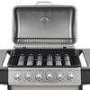 gasgrill med 6 madlavningszoner rustfrit stål sølvfarvet