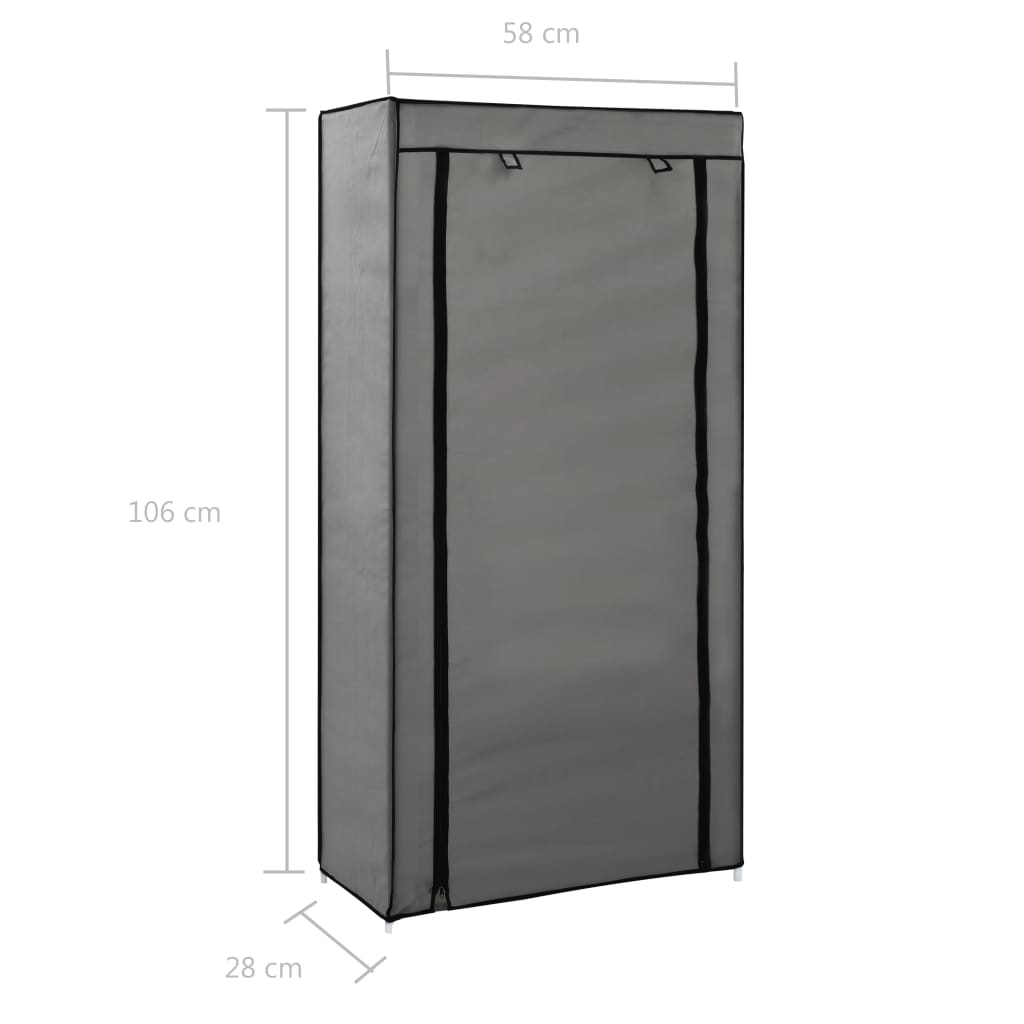 skoskab med overtræk 58 x 28 x 106 cm stof grå