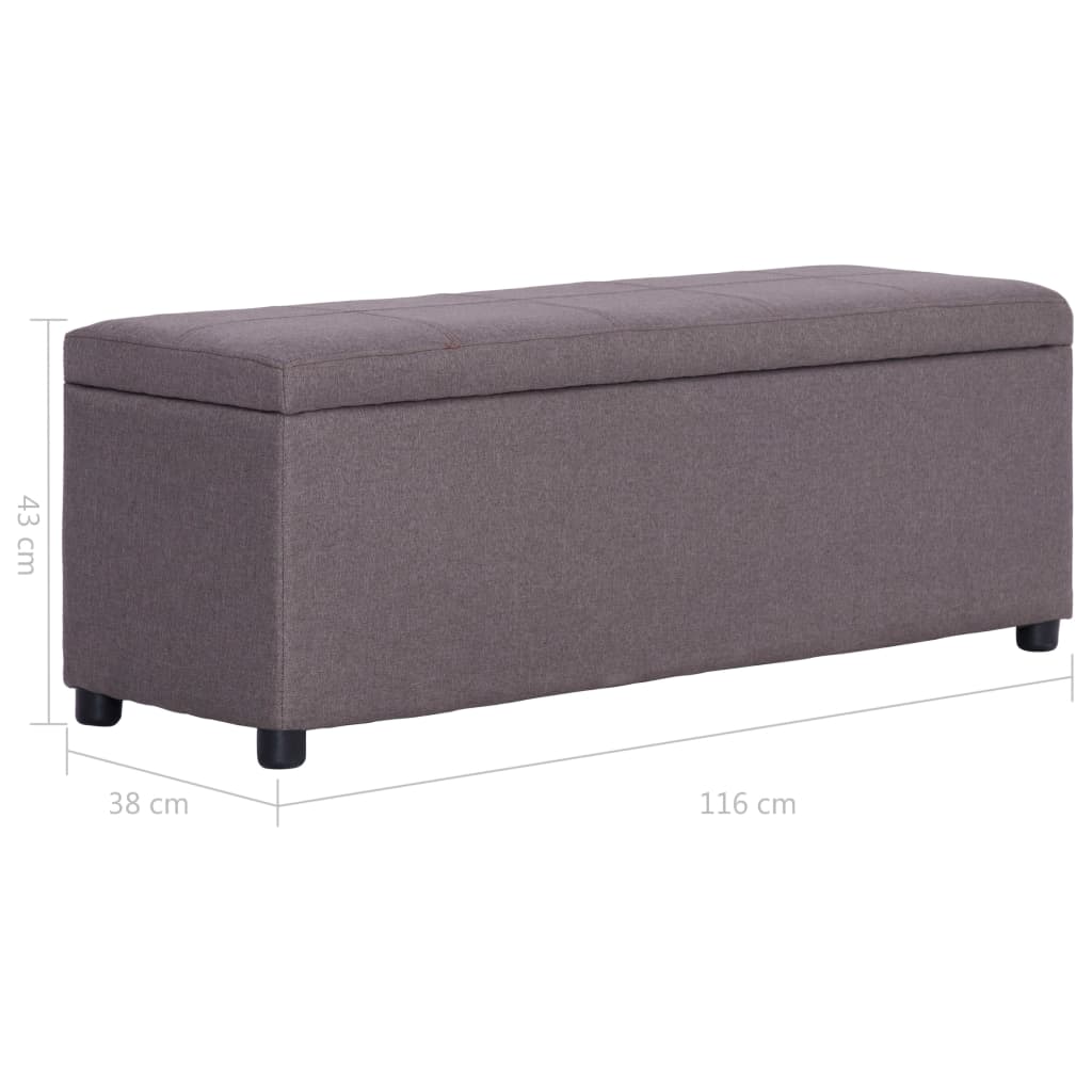 bænk med opbevaringsrum 116 cm polyester gråbrun
