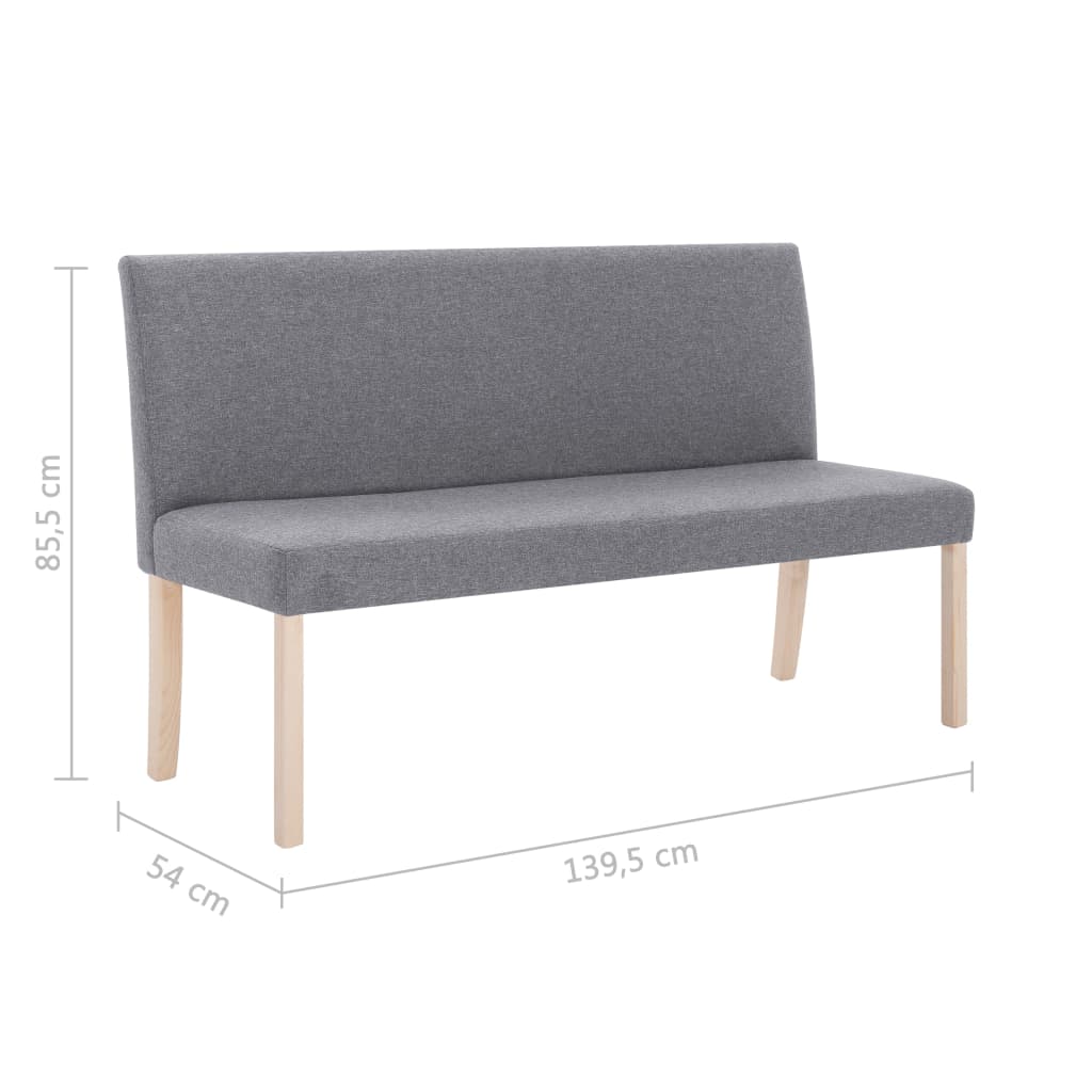 bænk 139,5 cm polyester lysegrå