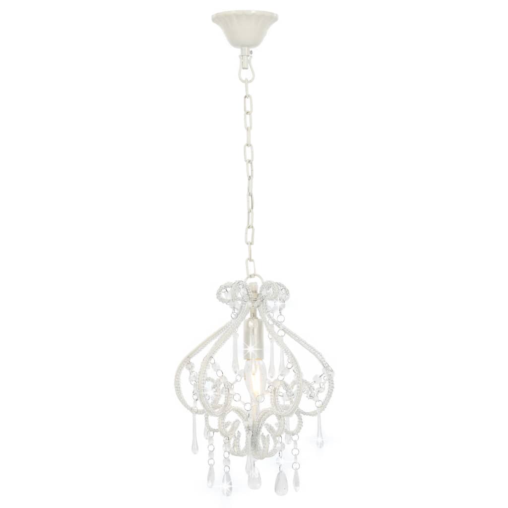 loftlampe med perler rund E14 hvid