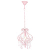 loftlampe med perler rund E14 pink