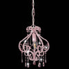 loftlampe med perler rund E14 pink