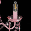 lysekrone med perler rund 3 x E14 pink