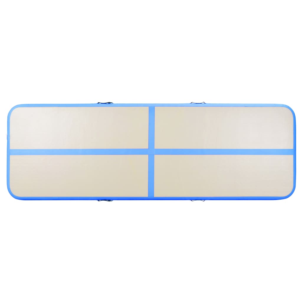 oppustelig gymnastikmåtte med pumpe 600 x 100 x 10 cm PVC blå