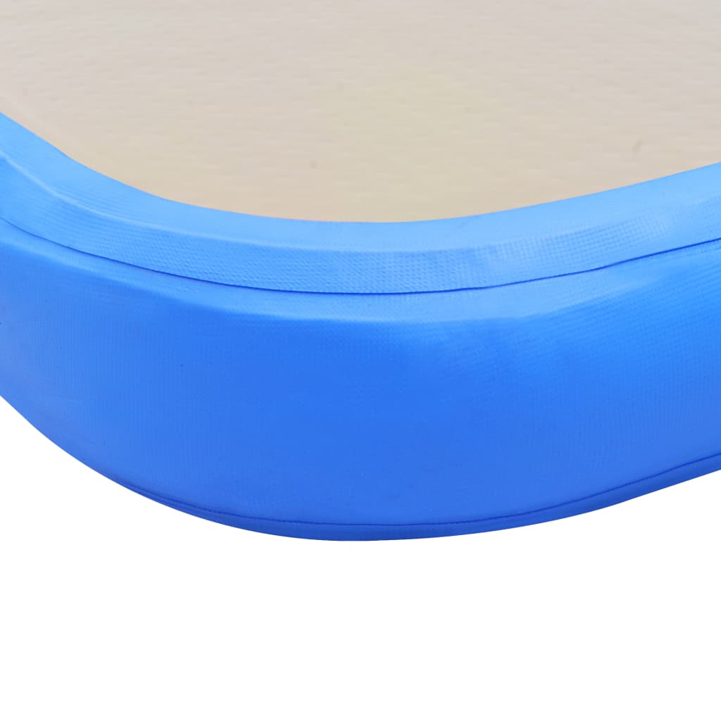 oppustelig gymnastikmåtte med pumpe 600 x 100 x 10 cm PVC blå
