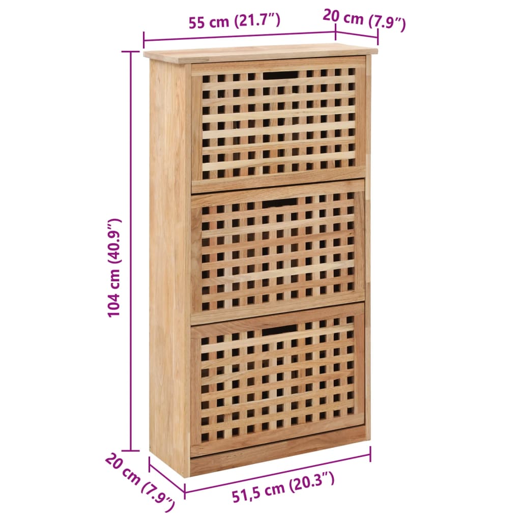 skoskab 55x20x104 cm massivt valnøddetræ