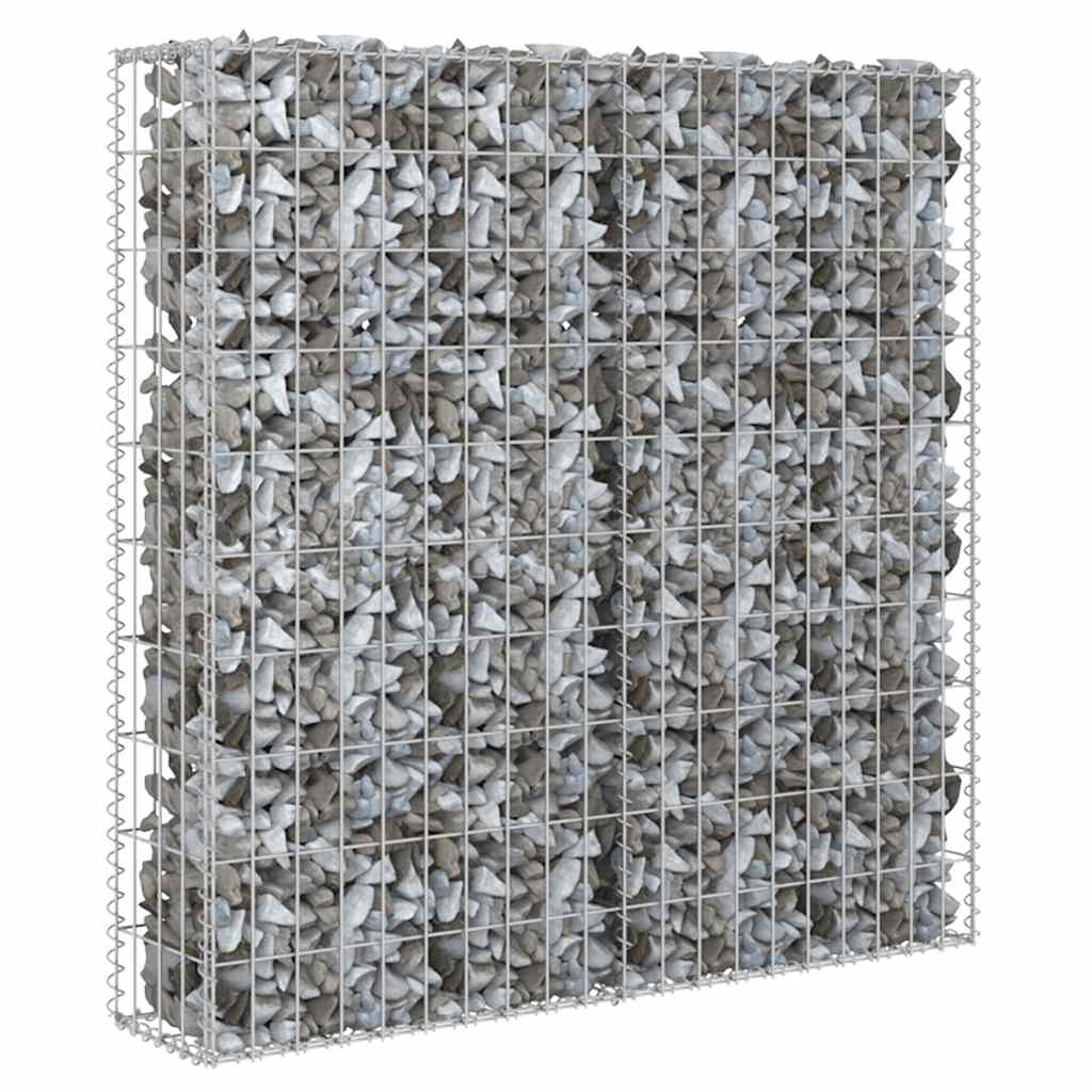 gabionvæg med dæksler galvaniseret stål 80 x 20 x 100 cm