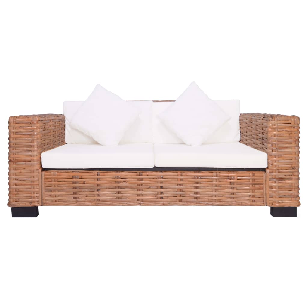 2-personers havesofa naturligt rattan