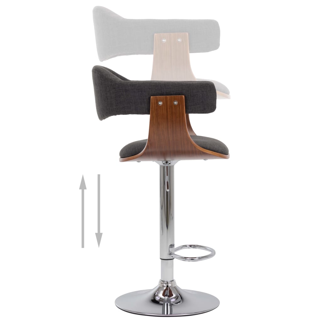 barstole 2 stk. bøjet træ og stof grå