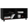 tv-bord med hjul 90x35x35 cm konstrueret træ sort