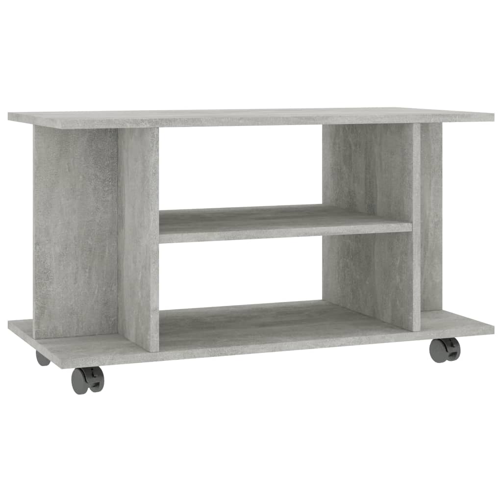 tv-skab med hjul 80x40x45 cm konstrueret træ betongrå