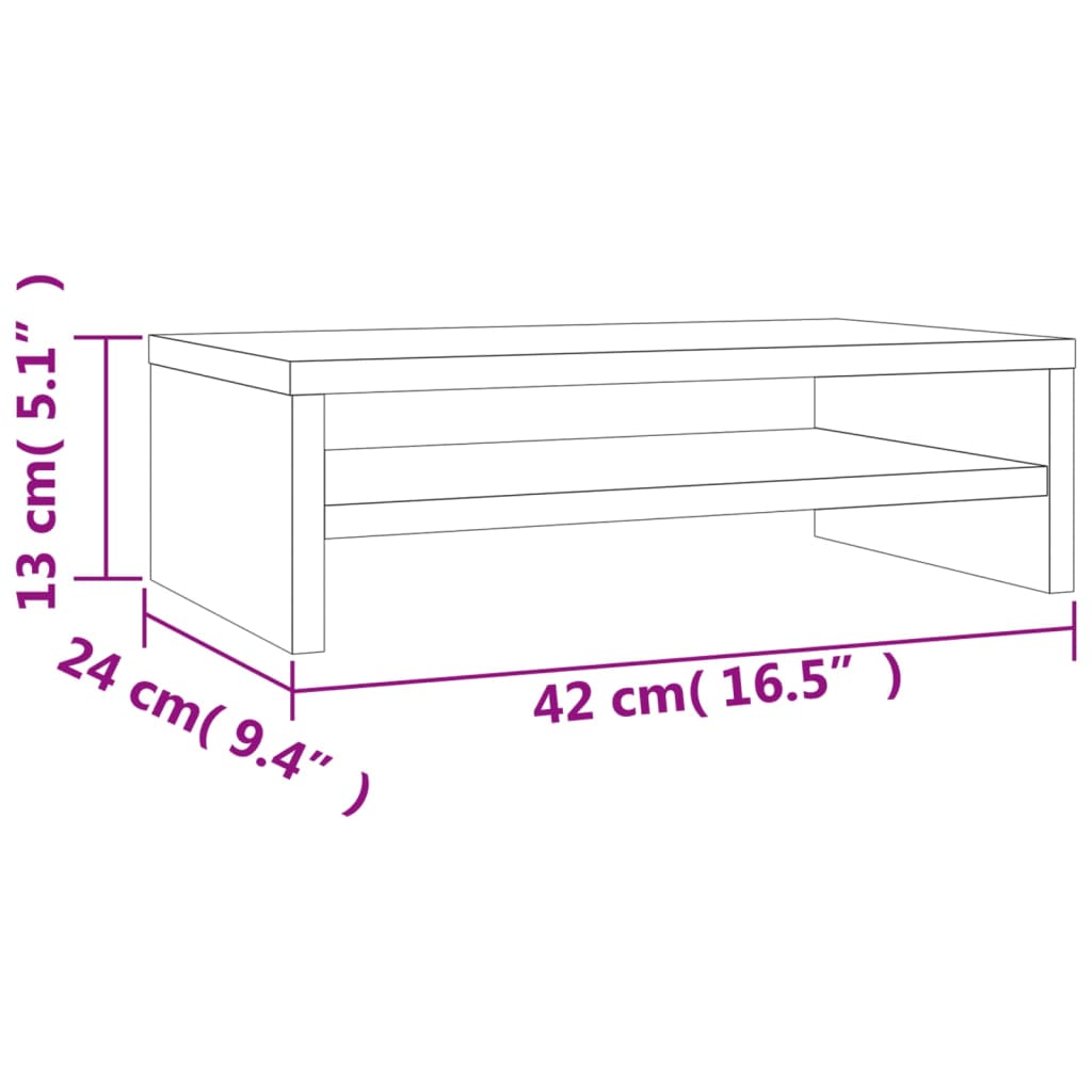 skærmstander 42 x 24 x 13 cm konstrueret træ betongrå