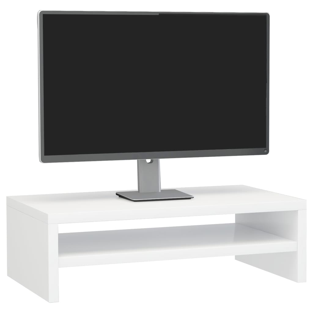 skærmstander 42x24x13 cm konstrueret træ hvid højglans