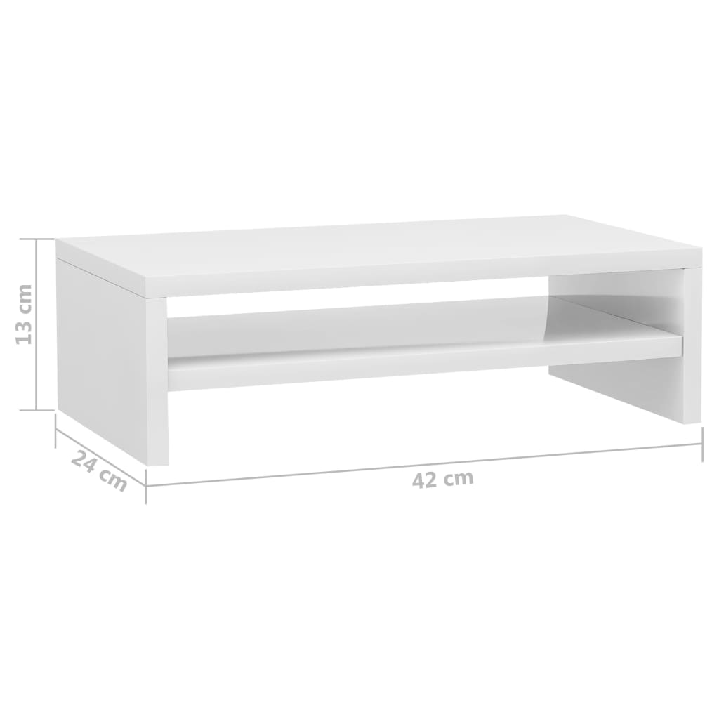 skærmstander 42x24x13 cm konstrueret træ hvid højglans