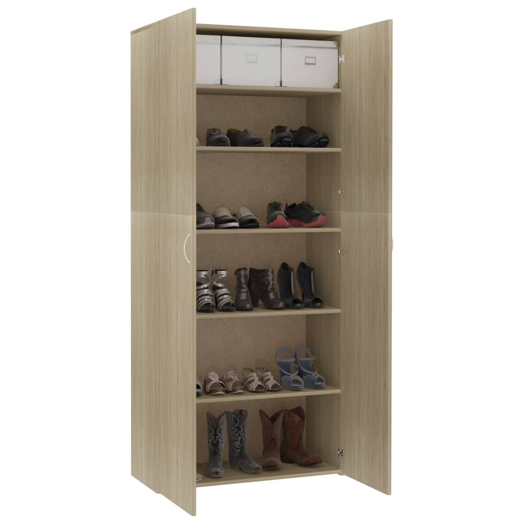 skoskab 80x35,5x180 cm konstrueret træ sonoma-eg