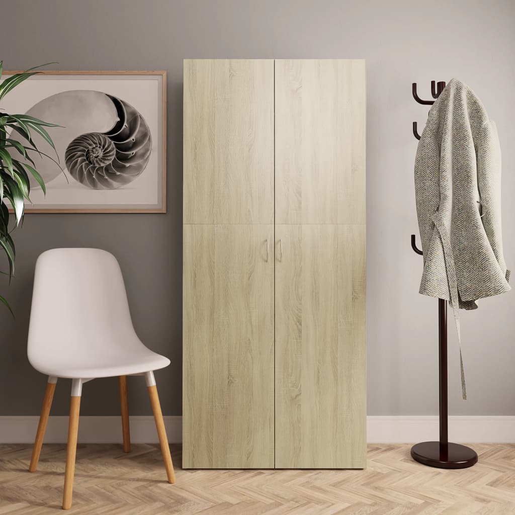 skoskab 80x35,5x180 cm konstrueret træ sonoma-eg