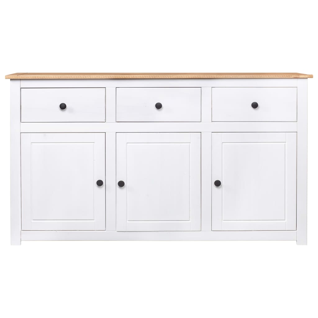 skænk Panama-serien 135x40x80 cm massivt fyrretræ hvid