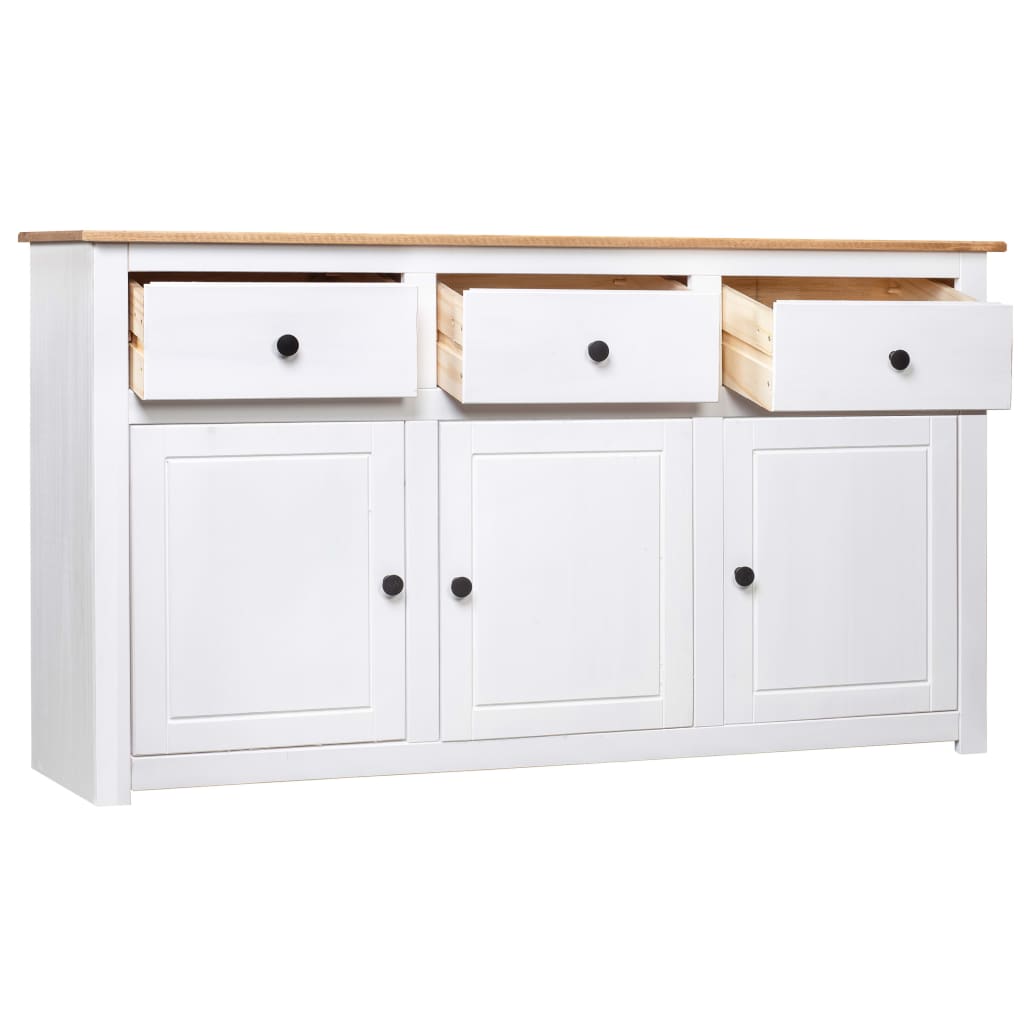 skænk Panama-serien 135x40x80 cm massivt fyrretræ hvid