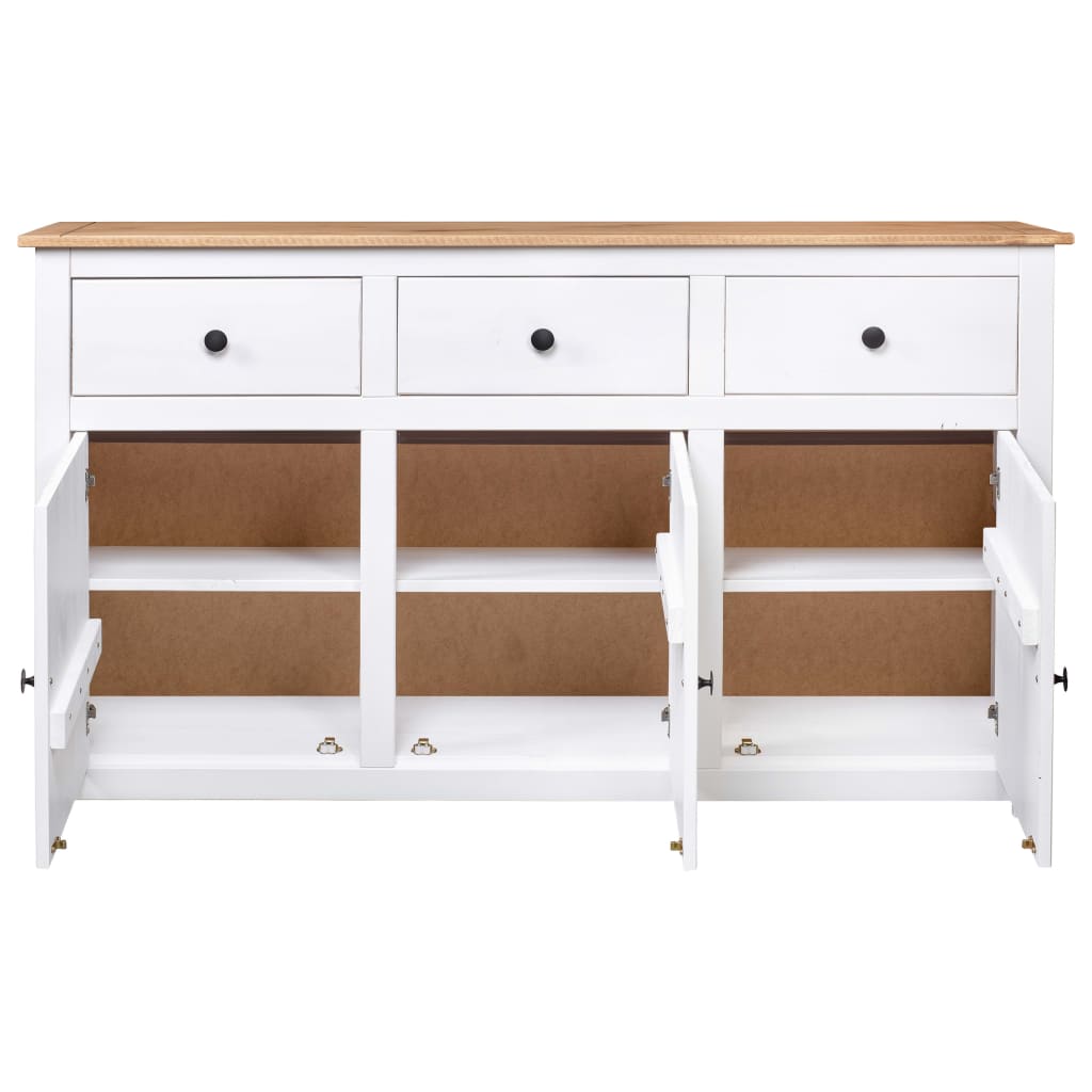 skænk Panama-serien 135x40x80 cm massivt fyrretræ hvid