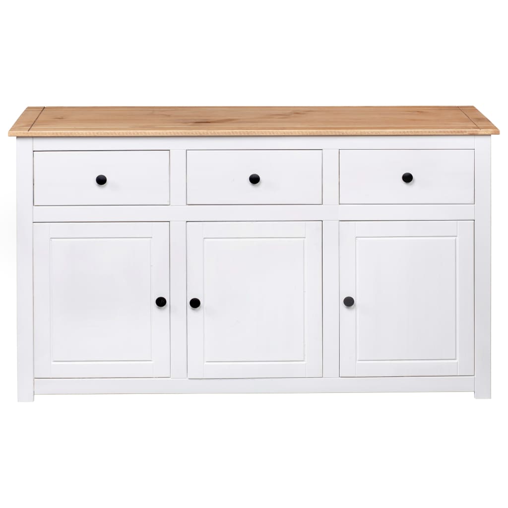 skænk Panama-serien 135x40x80 cm massivt fyrretræ hvid