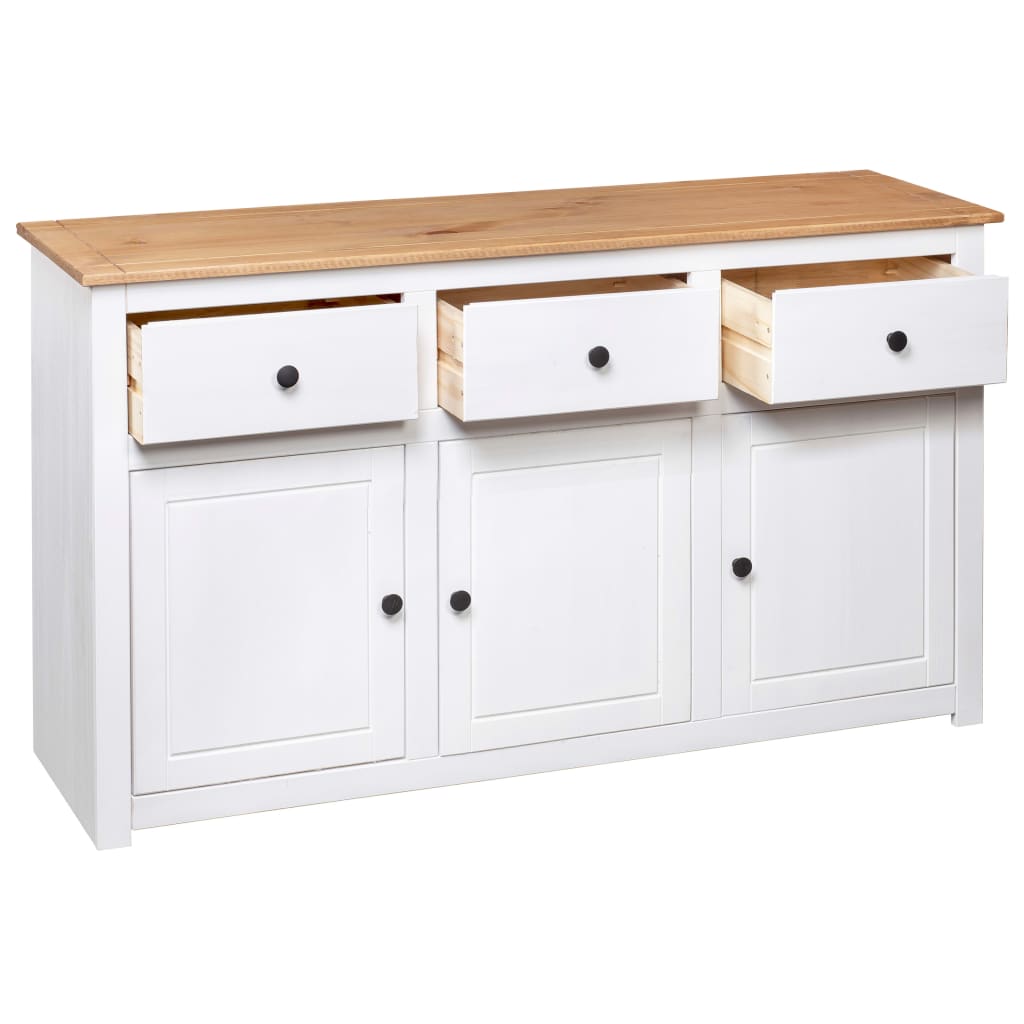 skænk Panama-serien 135x40x80 cm massivt fyrretræ hvid