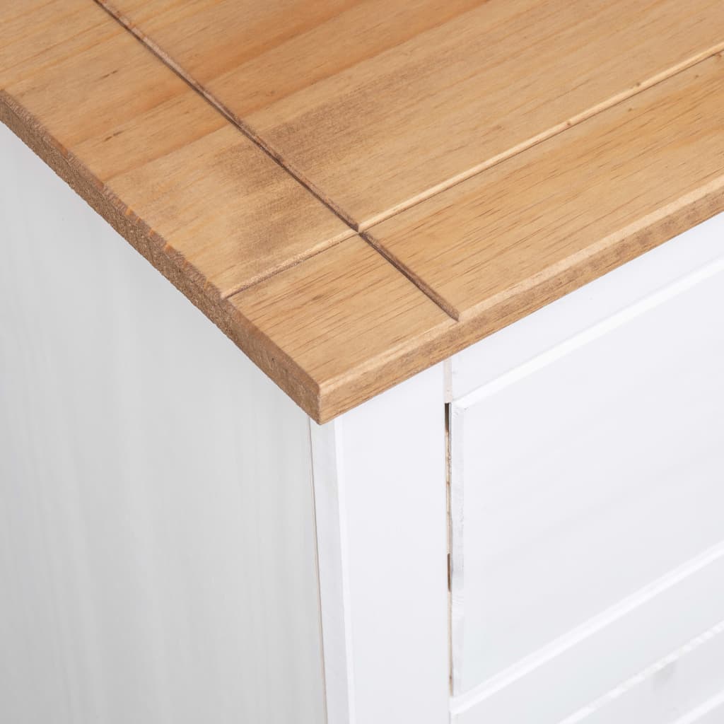 skænk Panama-serien 135x40x80 cm massivt fyrretræ hvid