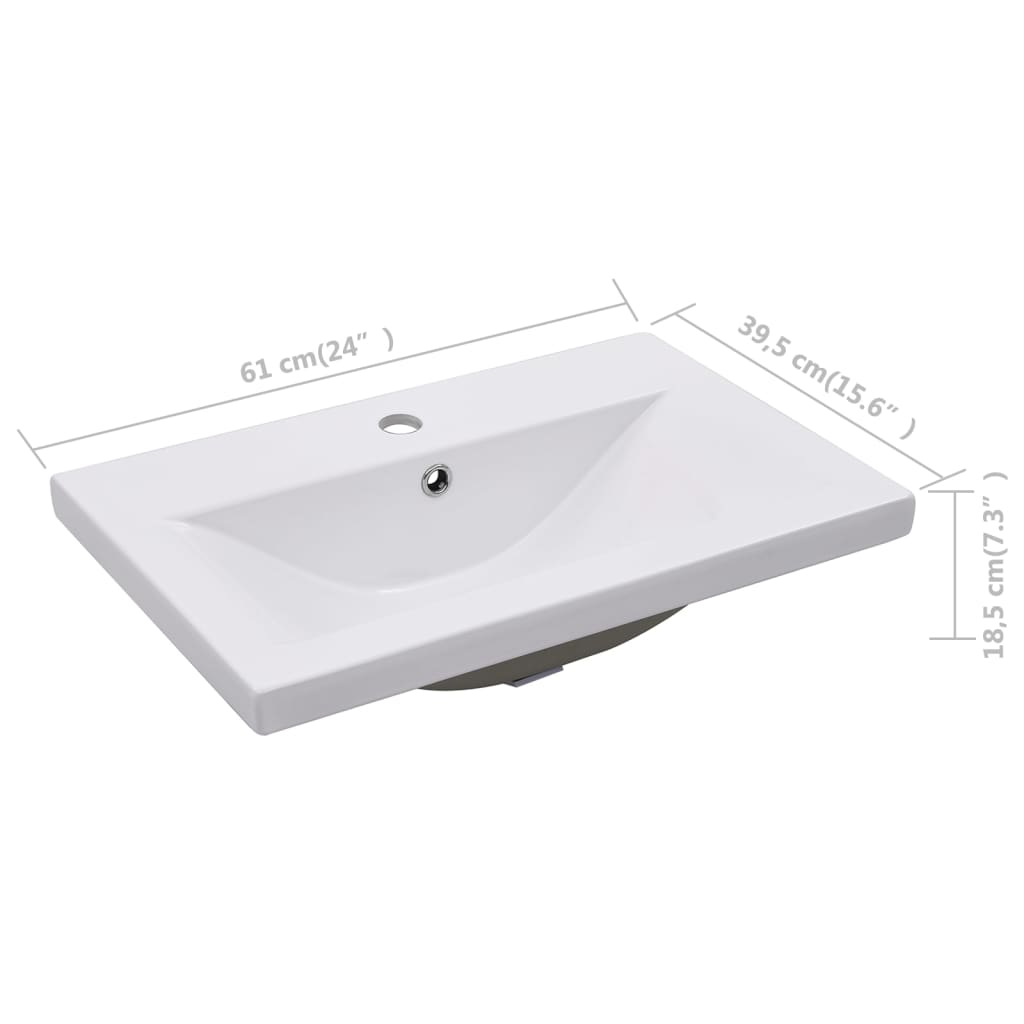 indbygget håndvask 61x39,5x18,5 cm keramisk hvid