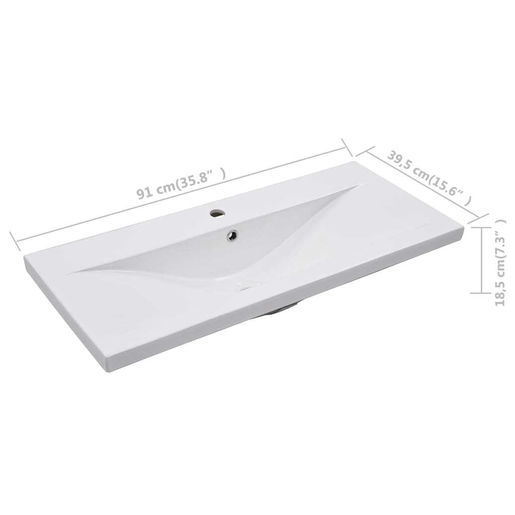 indbygget håndvask 91x39,5x18,5 cm keramisk hvid