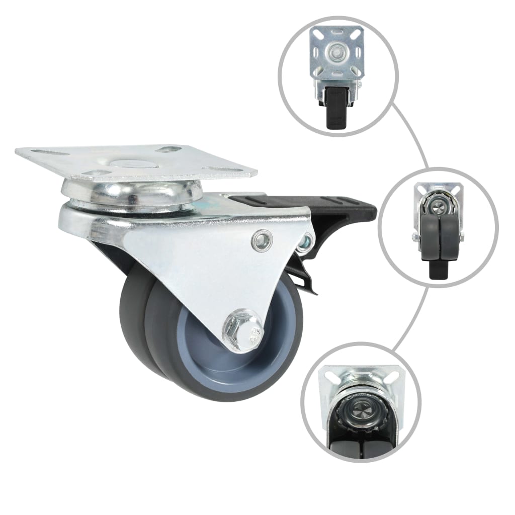 drejelige tvillingehjul 8 stk. 50 mm