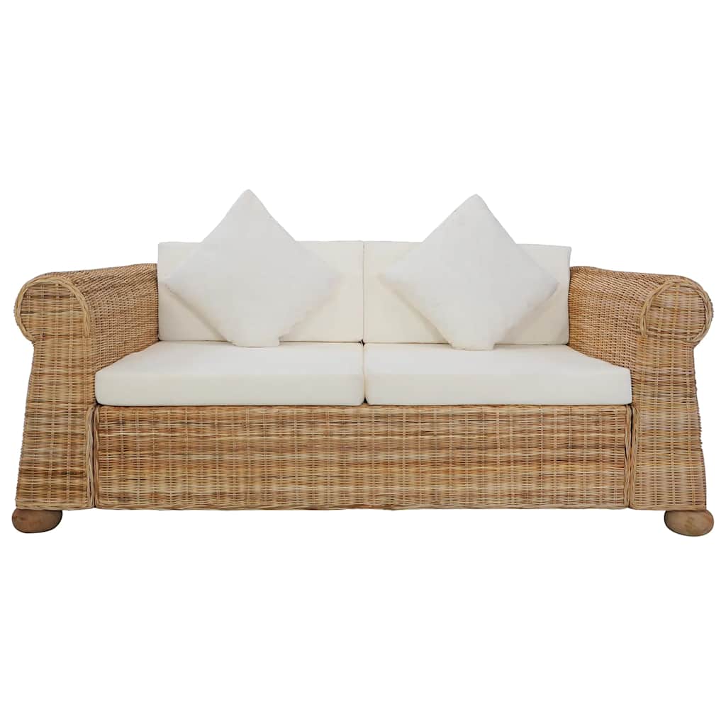 sofasæt i 2 dele med hynder naturlig rattan