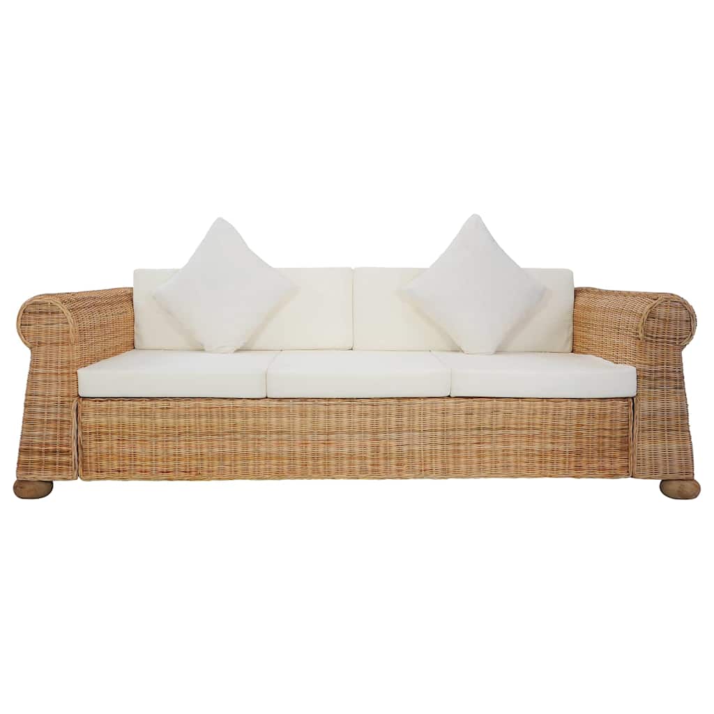 sofasæt i 2 dele med hynder naturlig rattan