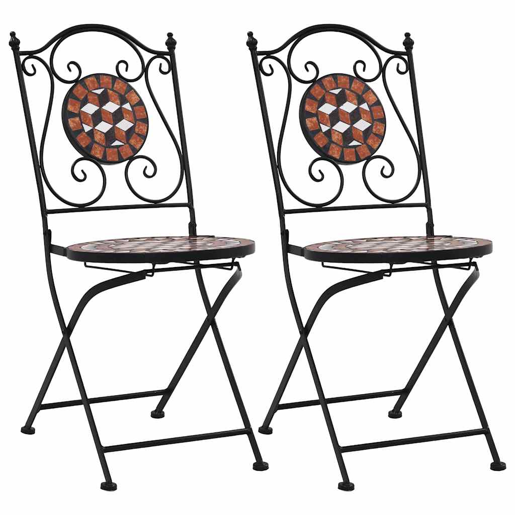 bistrostole 2 stk. med mosaikdesign keramisk brun