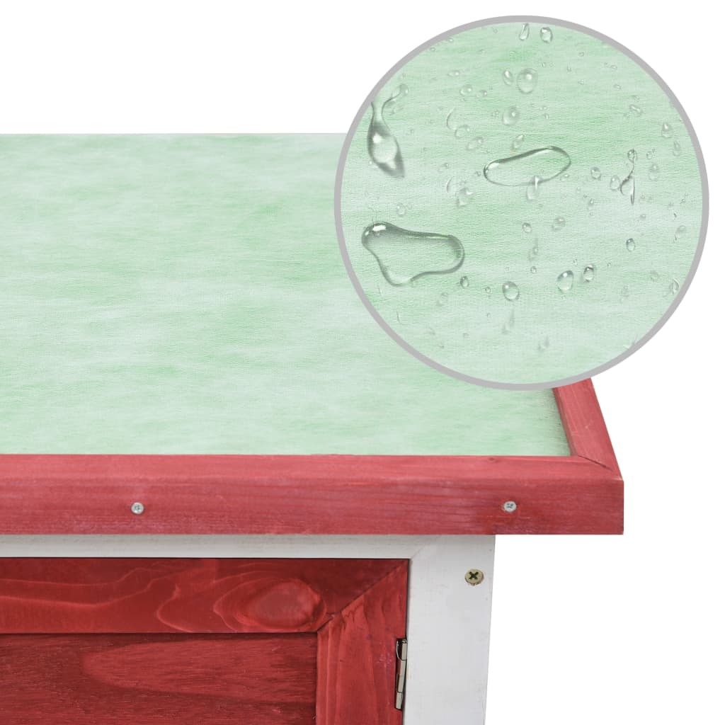 udendørs kaninbur 1 niveau træ rød