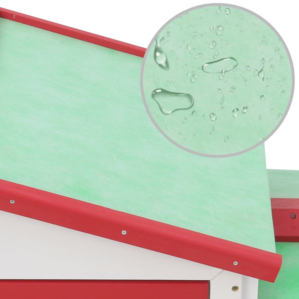 stort udendørsbur til kæledyr 145x45x84 cm træ rød hvid