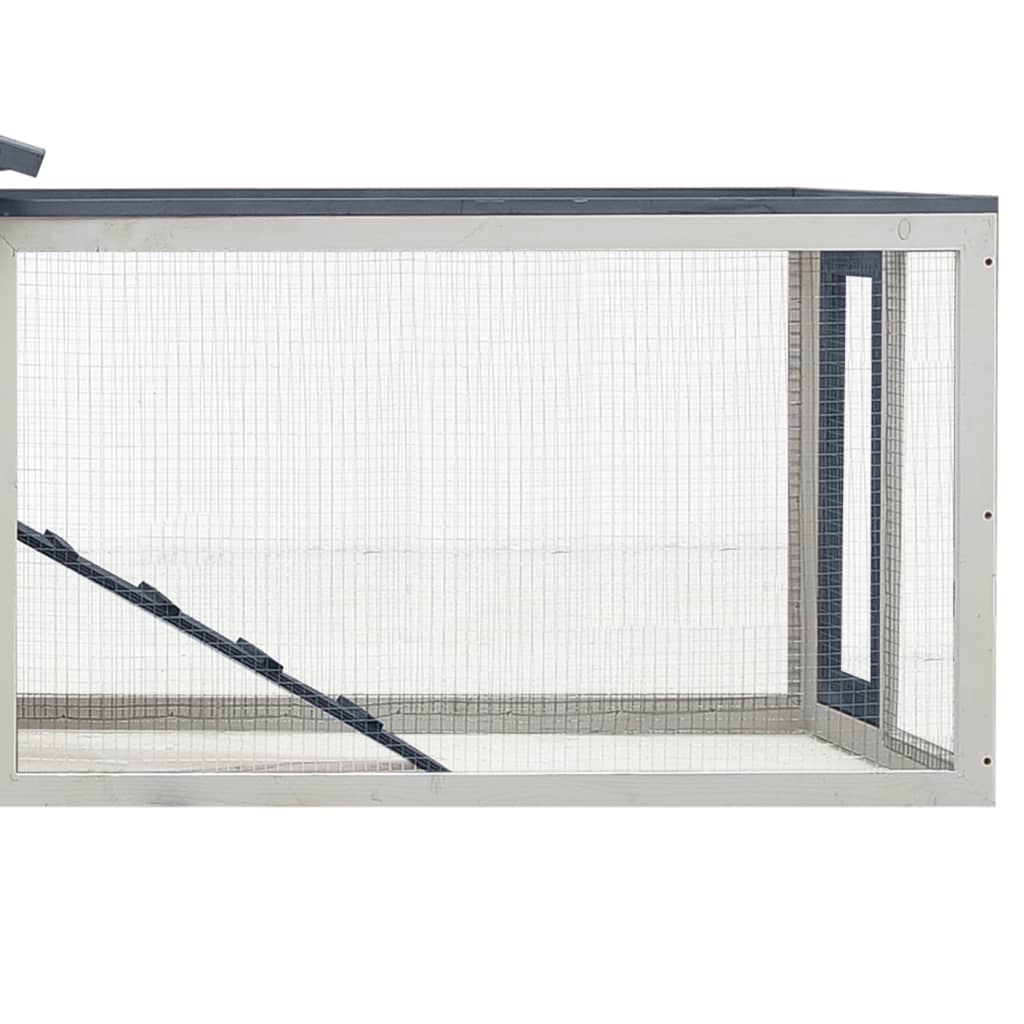 kaninbur 310x70x87 cm massivt fyrre- og grantræ grå