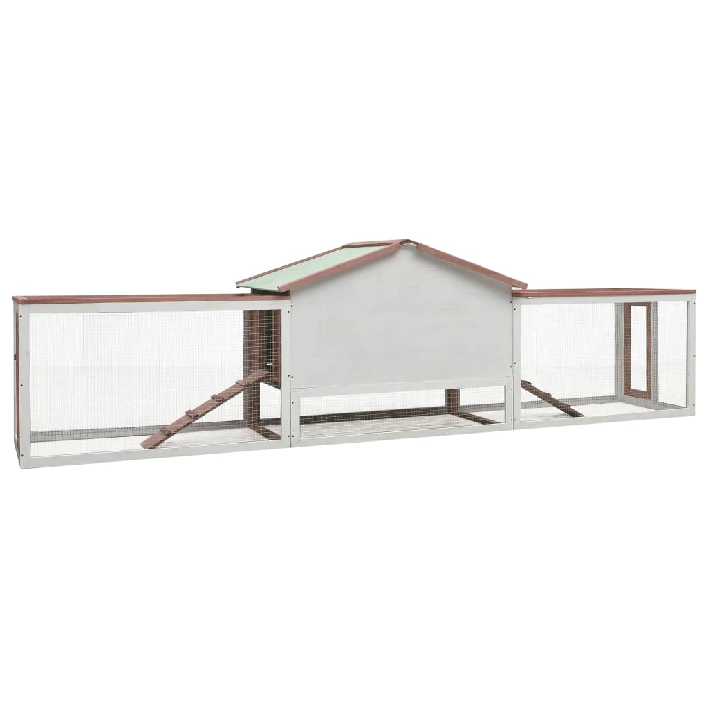 kaninbur 310x70x87 cm massivt fyrre- og grantræ mokkafarvet