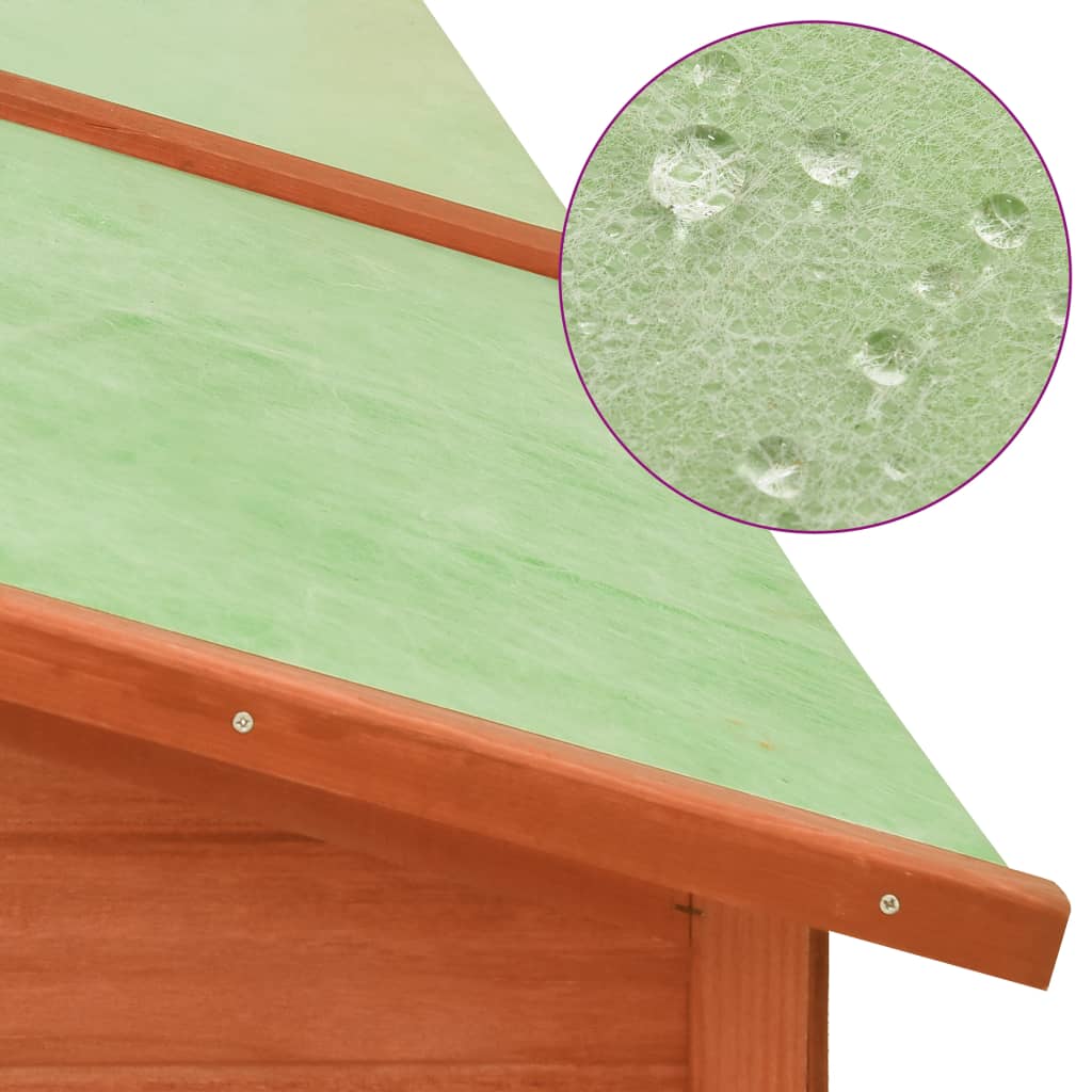 udendørs kaninbur med løbegård massivt fyrretræ brun