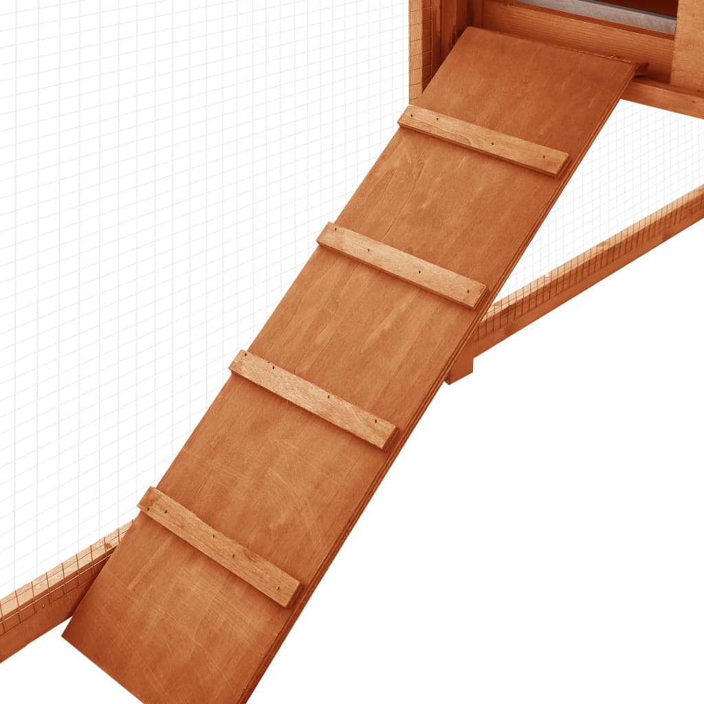 udendørs kaninbur med løbegård massivt fyrretræ brun