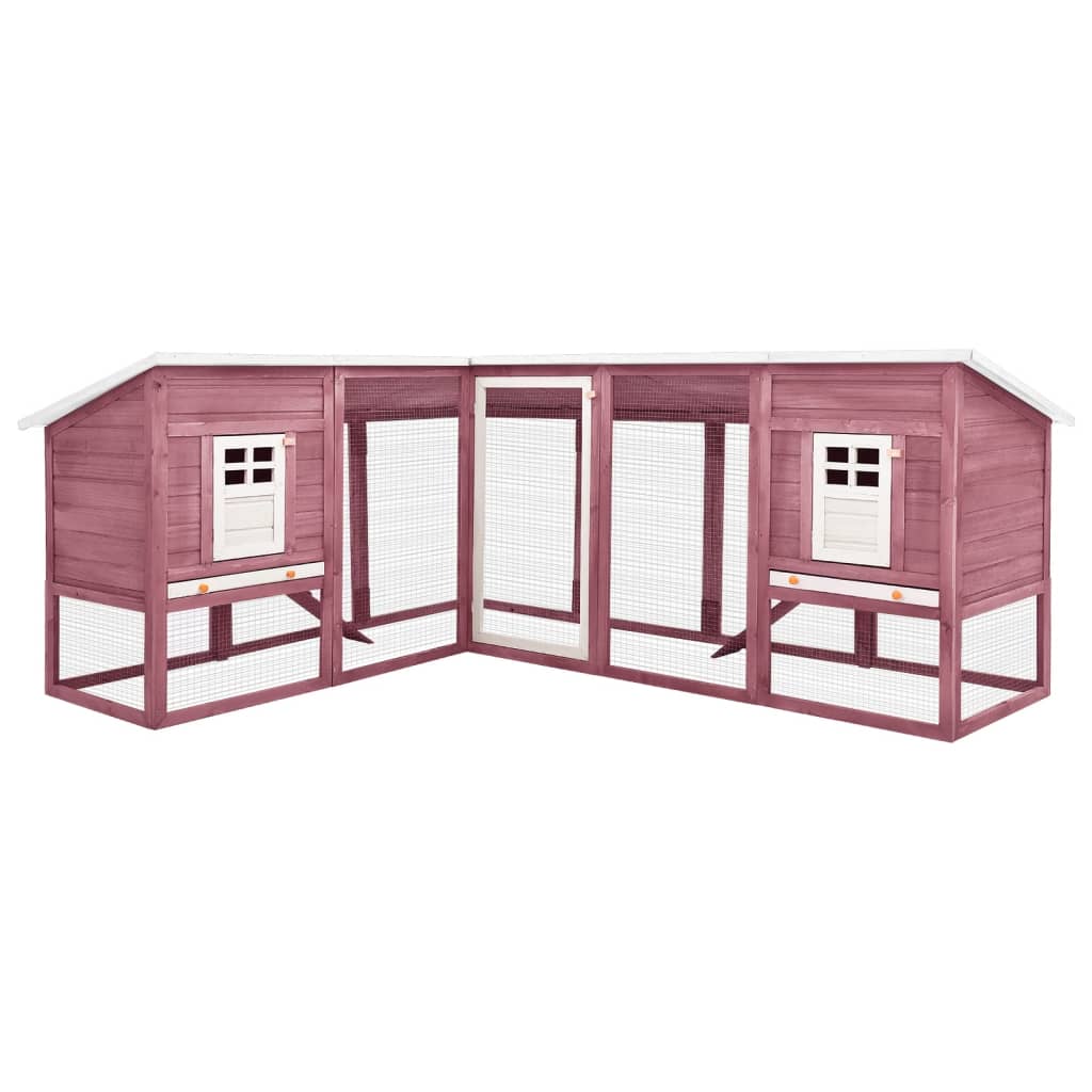 udendørs kaninbur med løbegård massivt fyrretræ mokka og hvid