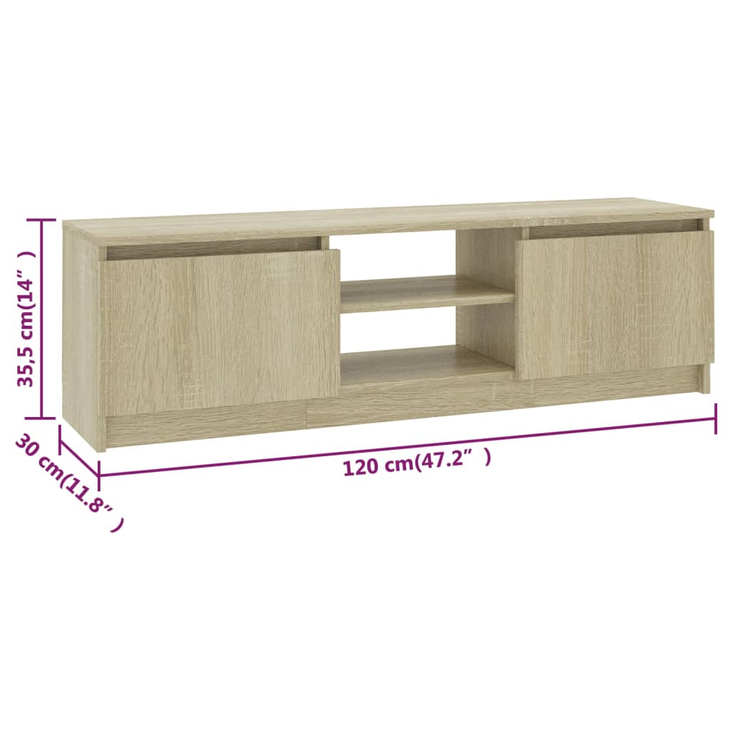 tv-skab 120x30x35,5 cm konstrueret træ sonoma-eg
