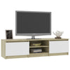 tv-bord 140x40x35,5 cm konstrueret træ hvid og sonoma-eg