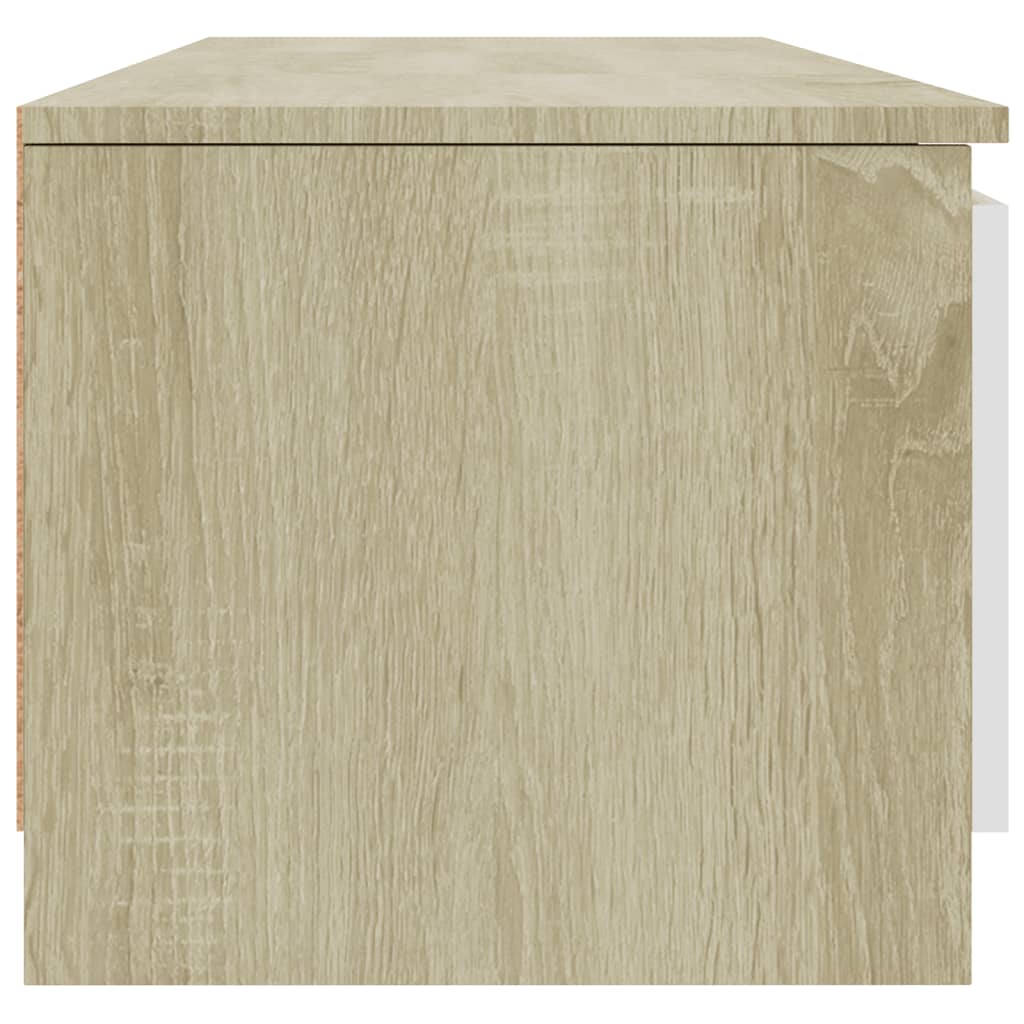 tv-bord 140x40x35,5 cm konstrueret træ hvid og sonoma-eg