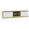 tv-bord 140x40x35,5 cm konstrueret træ hvid og sonoma-eg
