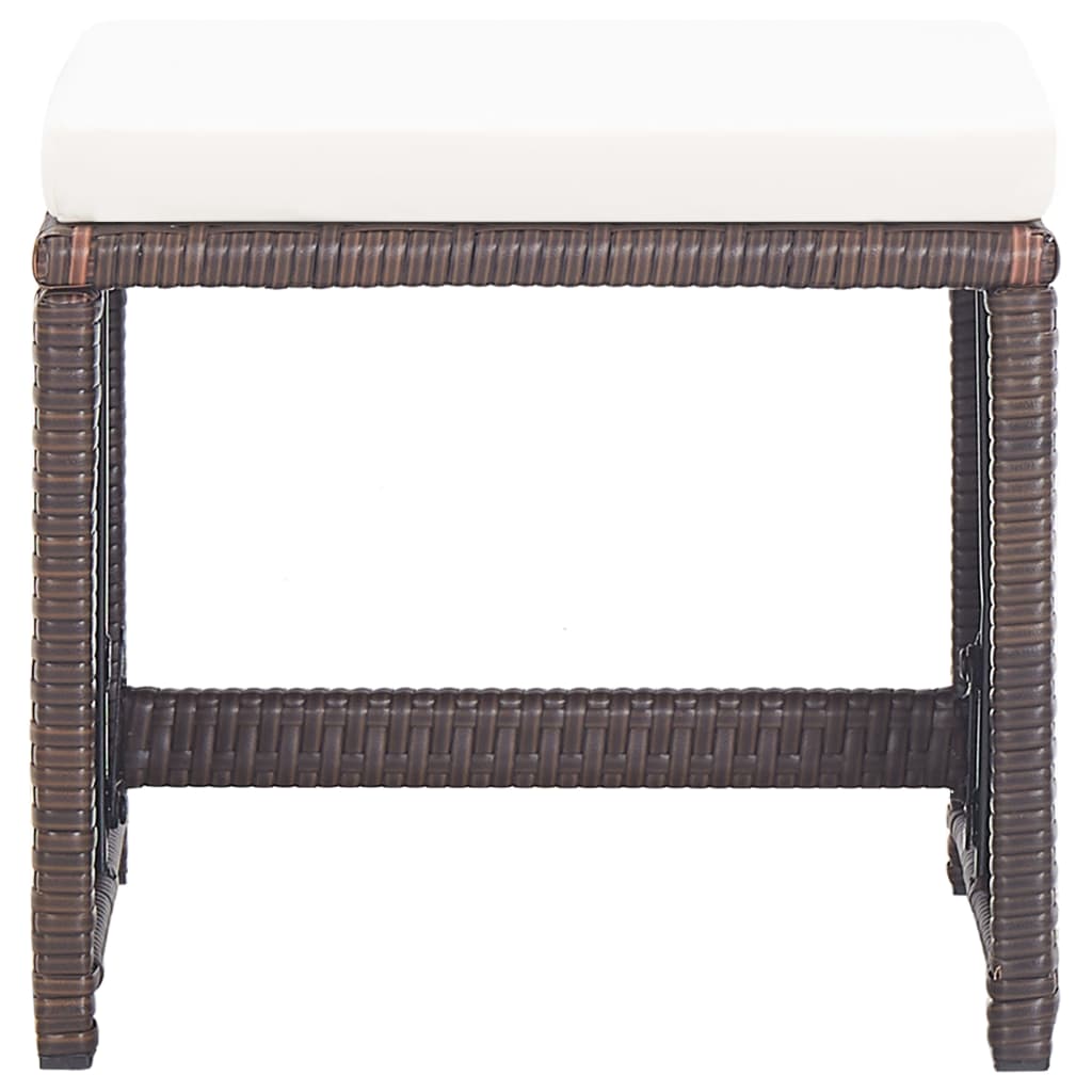havetaburetter 2 stk. med hynder polyrattan brun