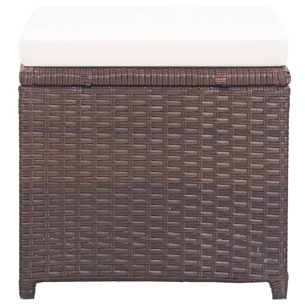 havetaburetter 2 stk. med hynder polyrattan brun
