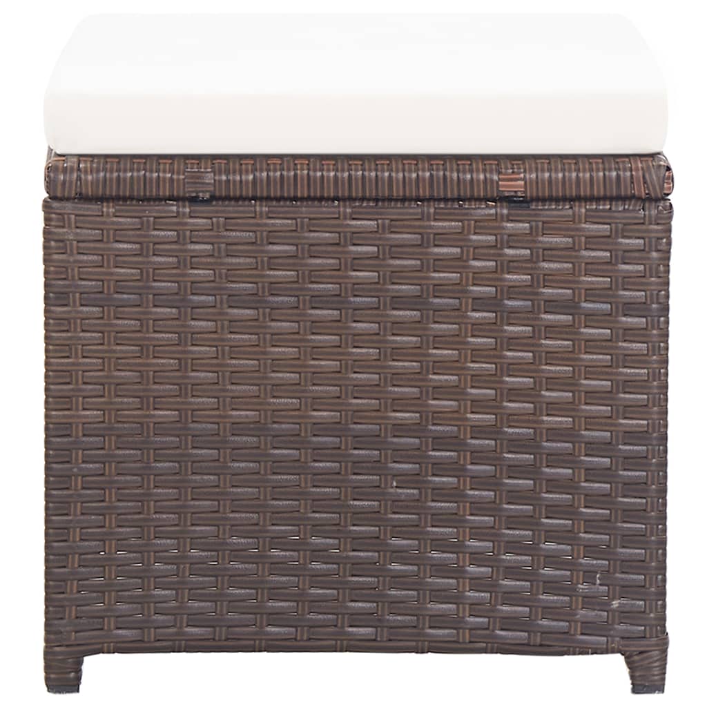 havetaburetter 2 stk. med hynder polyrattan brun